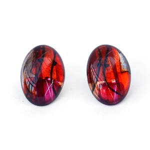 Red Large Oval Earrings