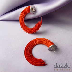 Medium Brushstroke Earrings – Neon Orange/Red