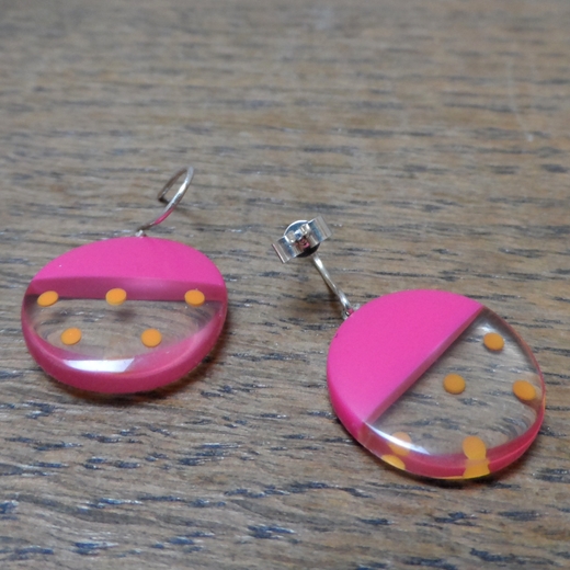 findings on cerise resin earrings