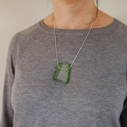 model block necklace bright green
