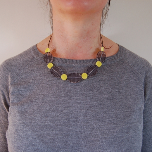 model yellow spot colour necklace