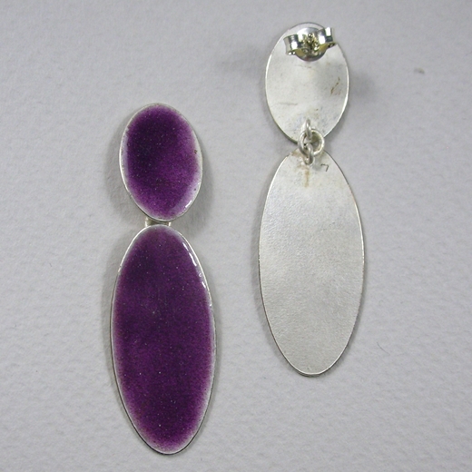Alula oval drop earring, purple enamel