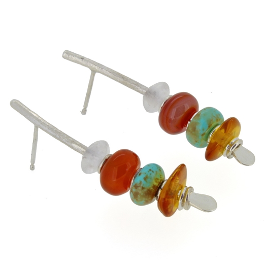 multi coloured earrings 1A, 2