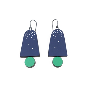 Navy and grass green earrings