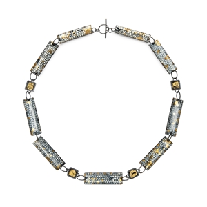 Blue and Gold Enamel Link Necklace
