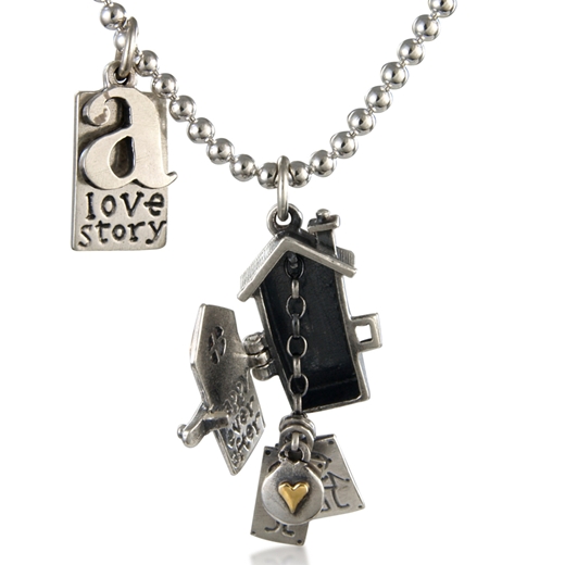 A love story necklace, open
