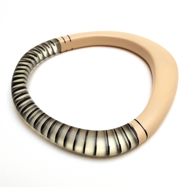 nude resin bangle with black stripes