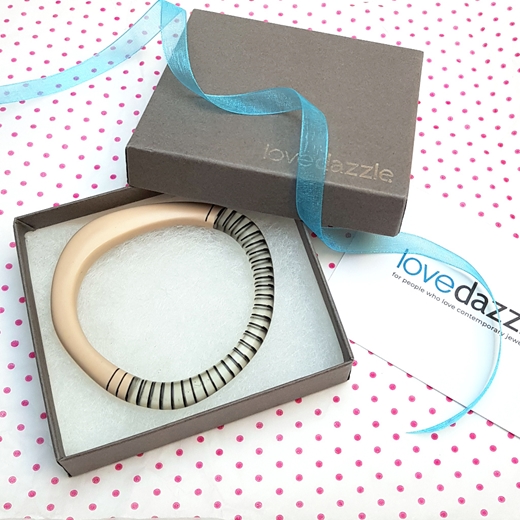 nude resin bangle with black stripes-gift wrapped
