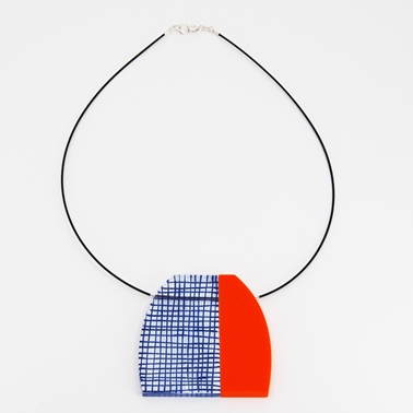 blue with orange Weave necklace
