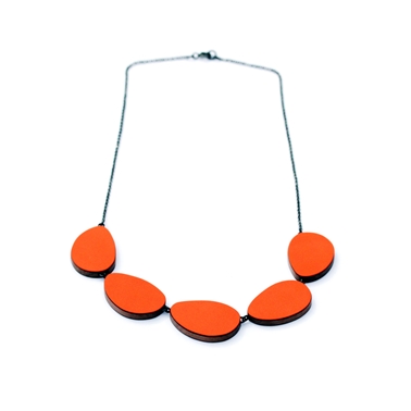 orange five part curve necklace