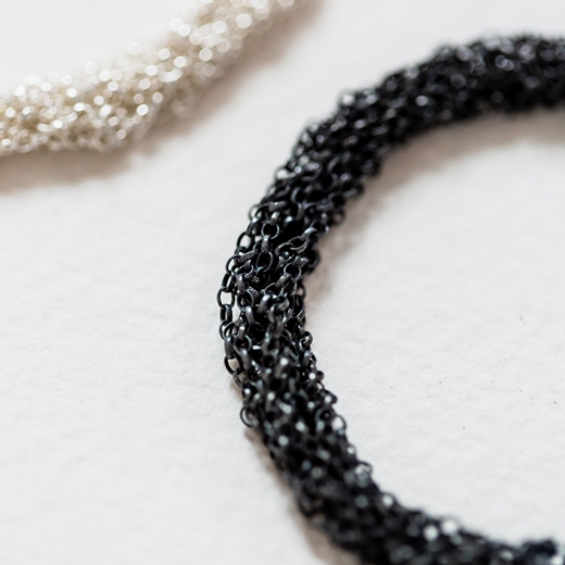 Close Up Of Oxidised French Knitted Belcher Chain