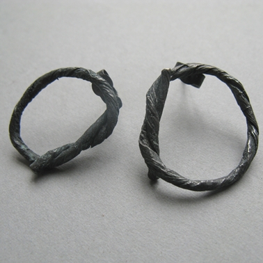 Large oxidised string earrings