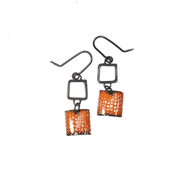 Oxidised Silver Square Wire Drop Earrings