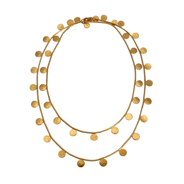 Paillette Long Disc & Bead Necklace Gold 1
