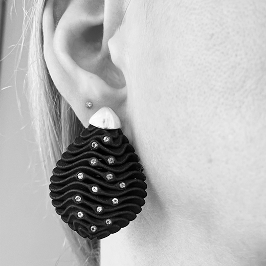 Statement Petal Earrings on Ear
