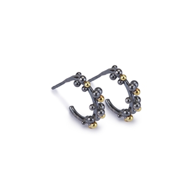 Petit Granule Hoops - Oxidised