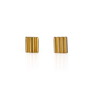 Pharaos Lined Rectangle Studs Gold