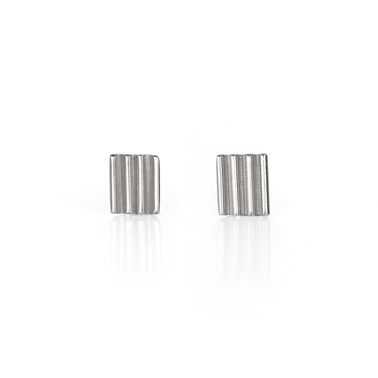 Pharaos Lined Rectangle Studs Silver