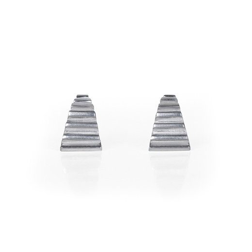Pharaos Lined Triangle Studs Silver 2