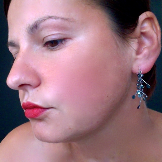 Blossom stud earrings, oxidised