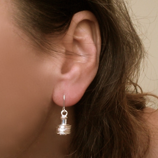 Dangling Earrings with Hammered Discs on Rod