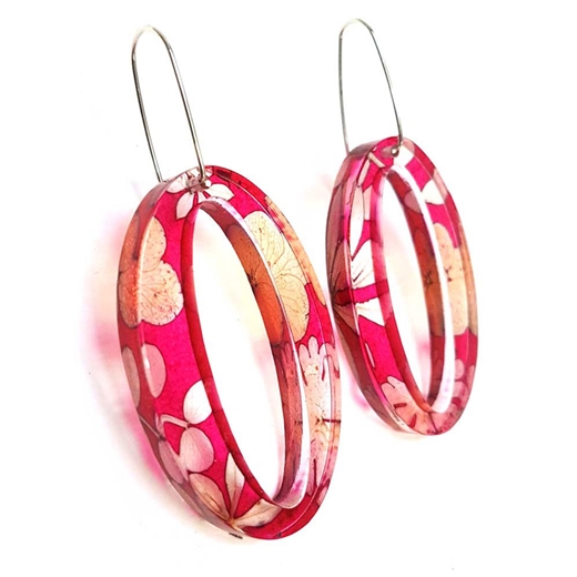 Pink Blossom Oval Earrings