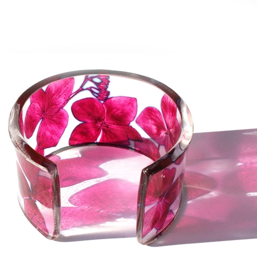 pink Hydrangea 45 mm cuff Recycled Plastic
