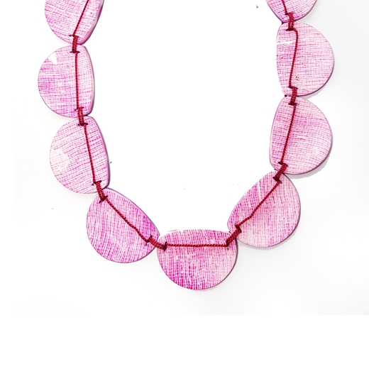 Pink Hydrangea Semi stitched Necklace Back