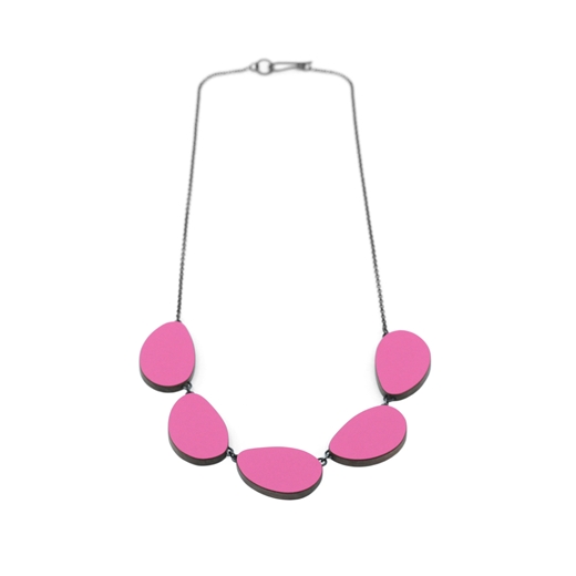 pink five part curve necklace