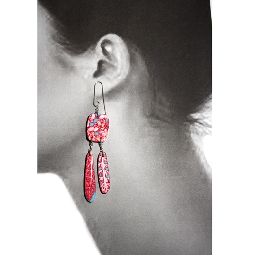pink /blue 2 x drop earrings