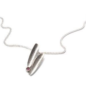 Lustre silver and pink tourmaline pendant