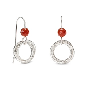 Hoop Cluster Earrings With Red Carnelian Beads