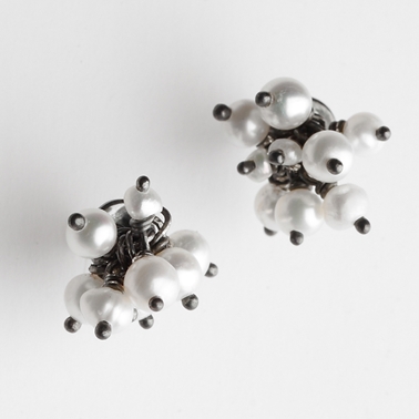 Pure silver cluster earrings