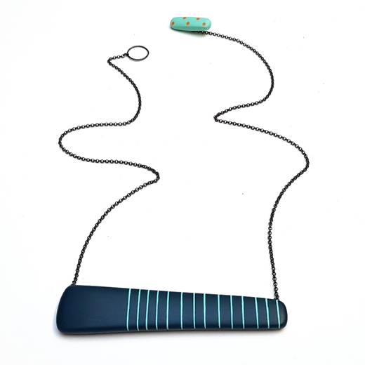 rail blue reversible pendant with turquoise stripes