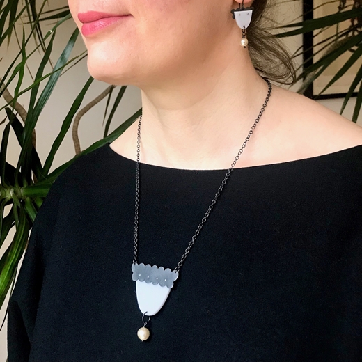 Being worn with Raincloud Earrings