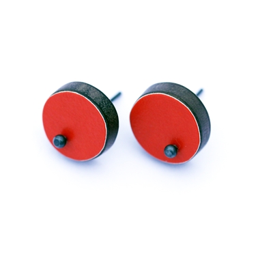 red single dot pin studs