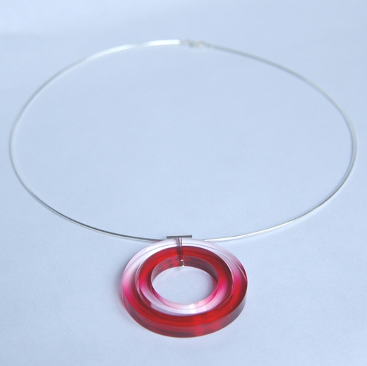 red dip dyed pendant on omega necklet