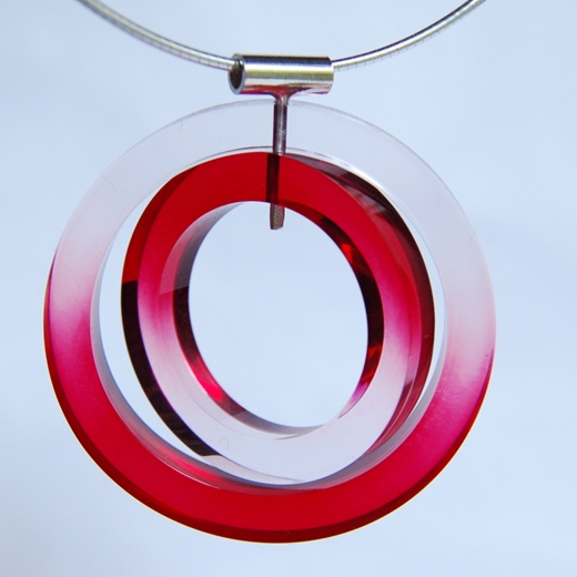 red dip dyed pendant detail
