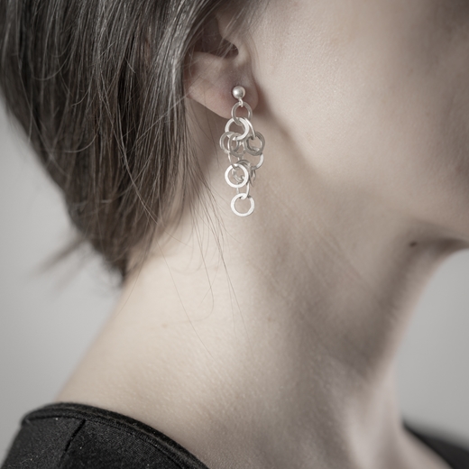 Redpath earrings on ear, silver 4cm