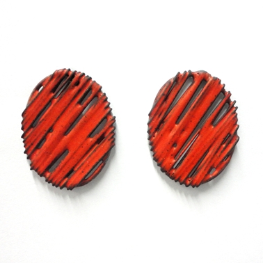 Red Enamel Studs (front)