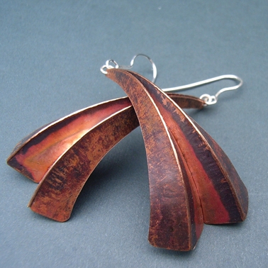 Three fold copper earrings