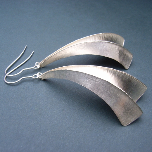Three fold silver earrings
