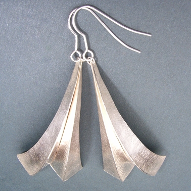 Three fold silver earrings