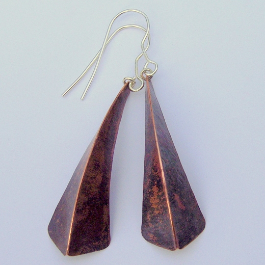 One fold copper earrings