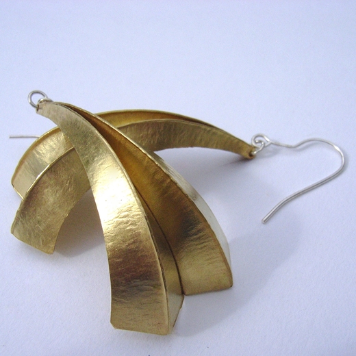 Three fold brass earrings