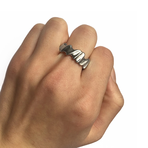 Silver vine ring worn