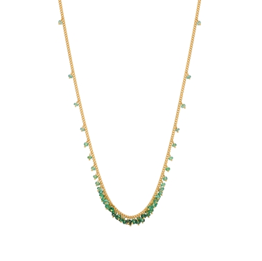 Emerald scattered row necklace