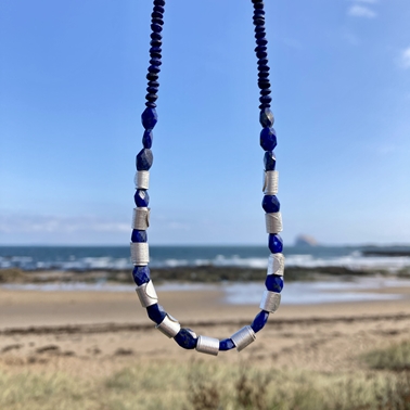 Lapis Rolled Wave Necklace