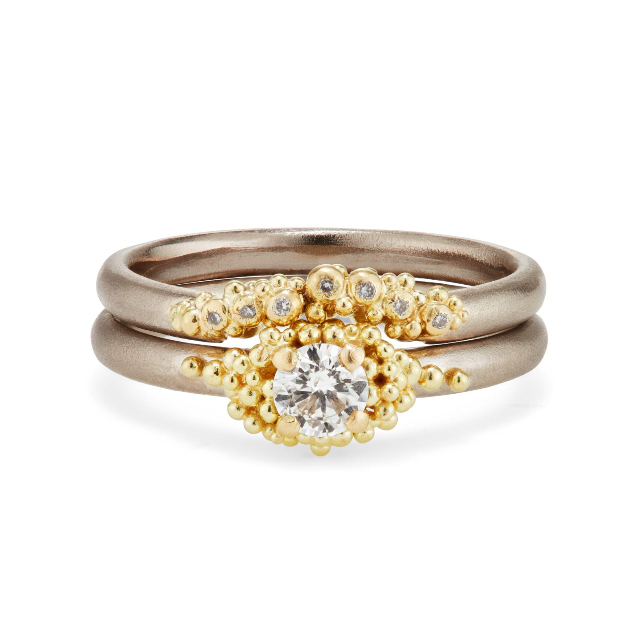 Contour Granule Ring Mixed metals Rings by Hannah Bedford