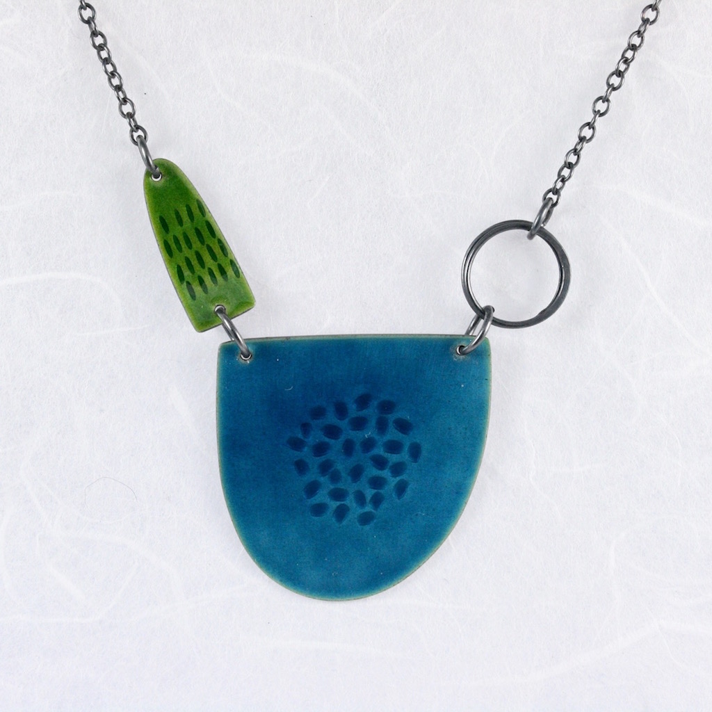 Tidal Necklace Teal/Green | Necklaces / Pendants by Caroline Finlay